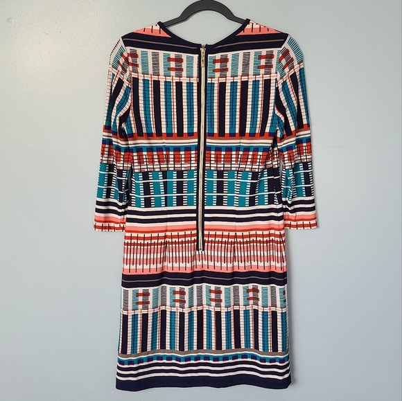 Eliza J Geometric Long Sleeve Multi Color Shift Mini Dress - Picture 4 of 9